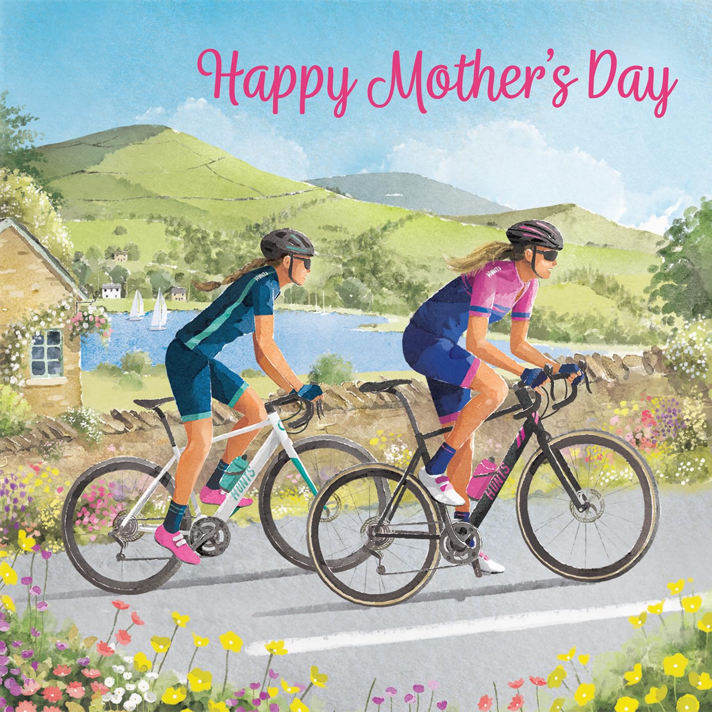 Hunts England, Cycling Fun Mother's Day Card, Milo's Gallery, Cyclist Mother's Day Card - Image 2