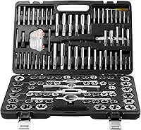 VEVOR 116-Piece Tap & Die Set Metric SAE Bearing Steel w/ Wrenches Gauges Extractors Storage Case