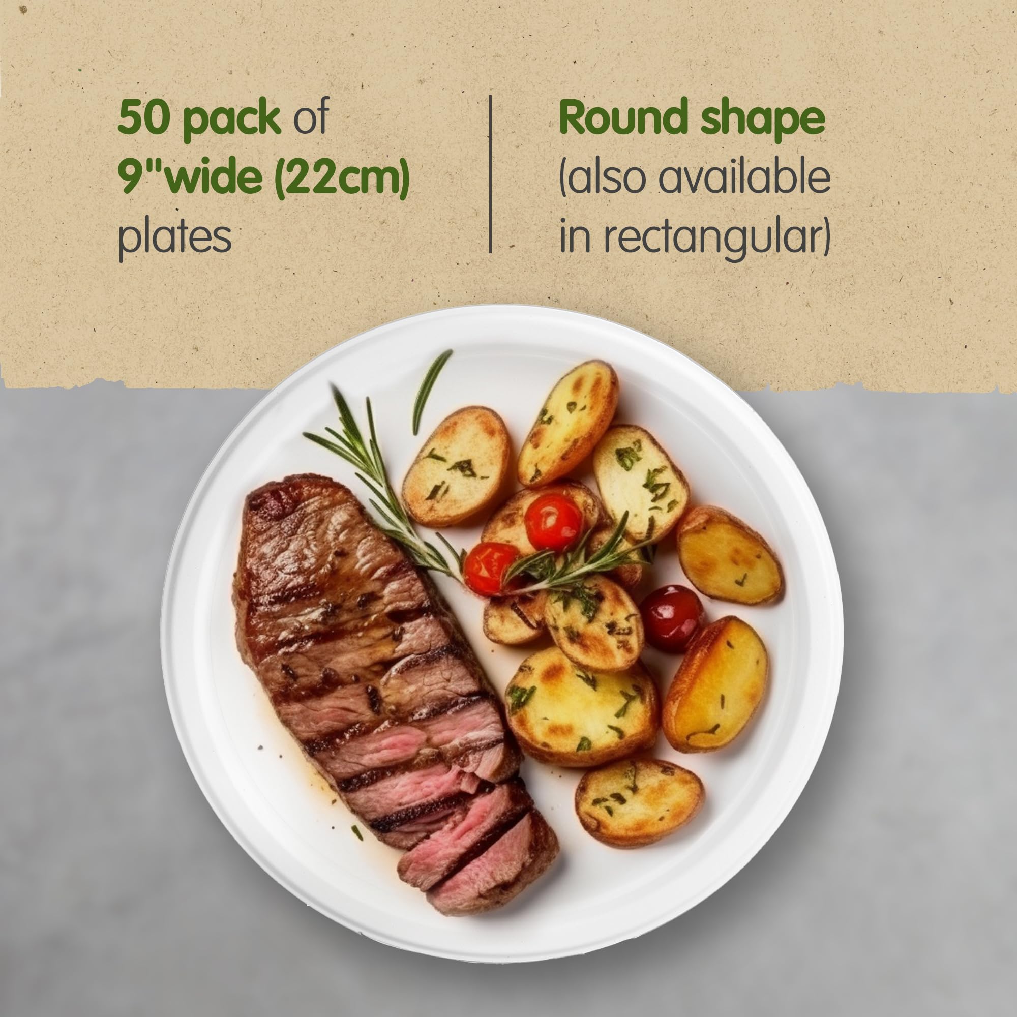 Usa E Getta EVYIENEN 100 Piatti Di Carta, Bianchi,18 Cm, 100% Biodegradabili E Compostabili, Piatti Usa E Getta, Ecologici, Per Picnic, Barbecue (100 Pezzi/18CM, Bianco Piatti Plastica