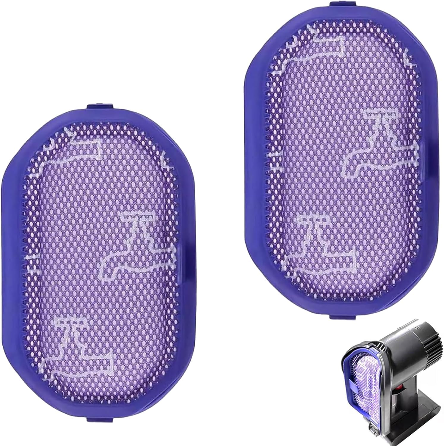 2 Pack Filters Replacement for Dyson DC30/DC31/DC34/DC35/DC44/DC45/DC43H Digital Slim,DC56 Washable Pre-Filter Replacement for Dyson Vacuum Cleaners,Replacement Part #917066-02(Purple)