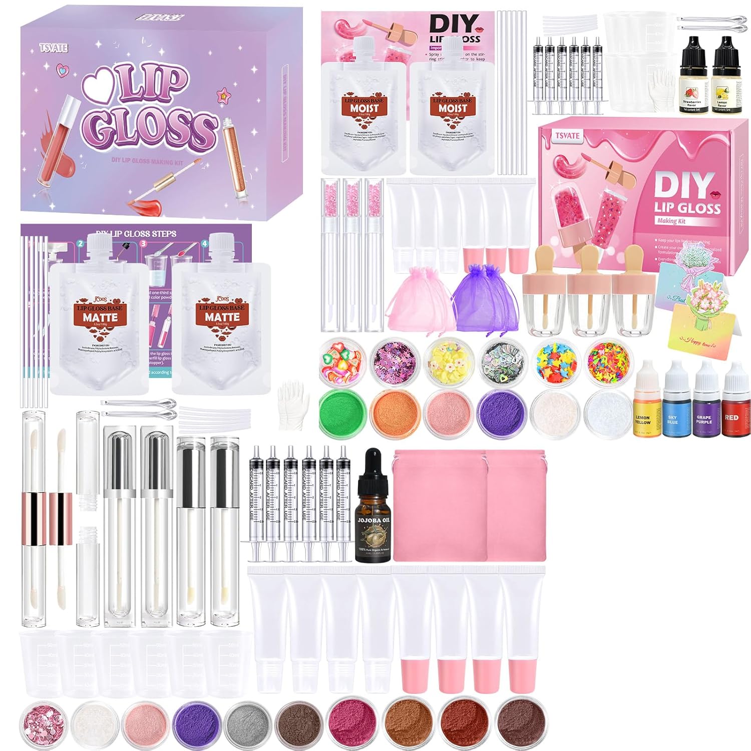 TSVATE Lip Gloss Making Kit Make Your Own Lip Gloss Kit DIY Lip Gloss Making Supplies Moisturizing Glitter