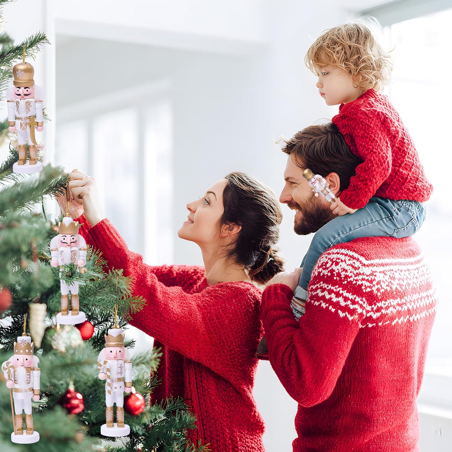 5PCS Christmas Decorations Nutcracker Ornament,5 inch Wooden Soldier Decor Xmas Tree Hanging Nutcracker Soldier Set for Tree Table Decor Gifts - Image 5