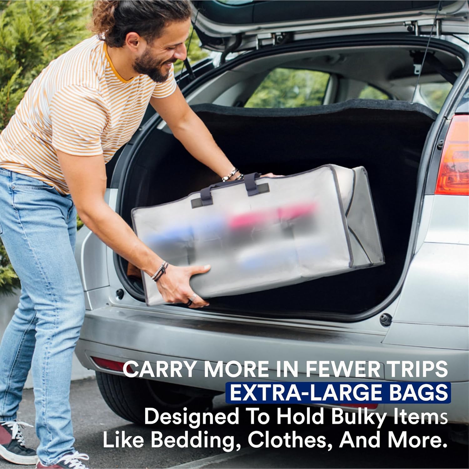 BOX USA 8-Pack Moving Bags with Strong Handles & Zippers - Heavy Duty Extra Large Packing Bags for Storage, Moving Boxes, Dorm & College Supplies, Clear