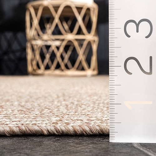 Miniatura 2 de nuLOOM Alfombra trenzada con borlas Courtney para interiores y exteriores, 3 x 5, color marrón