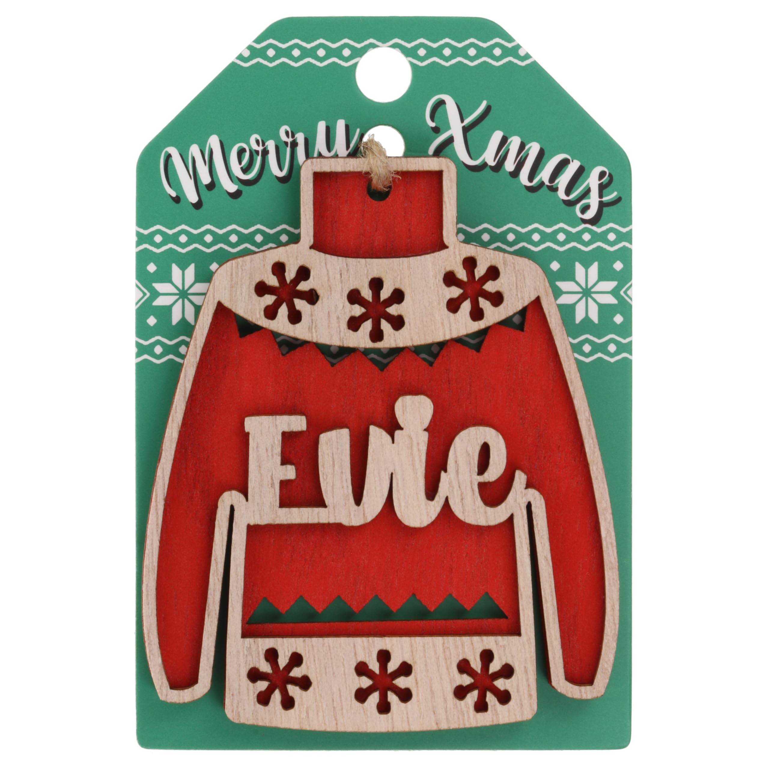 Stands Out, Supplying Outstanding Gifts Evie Name Christmas Jumper Wooden Tree Decoration Personalised Bauble Xmas Red