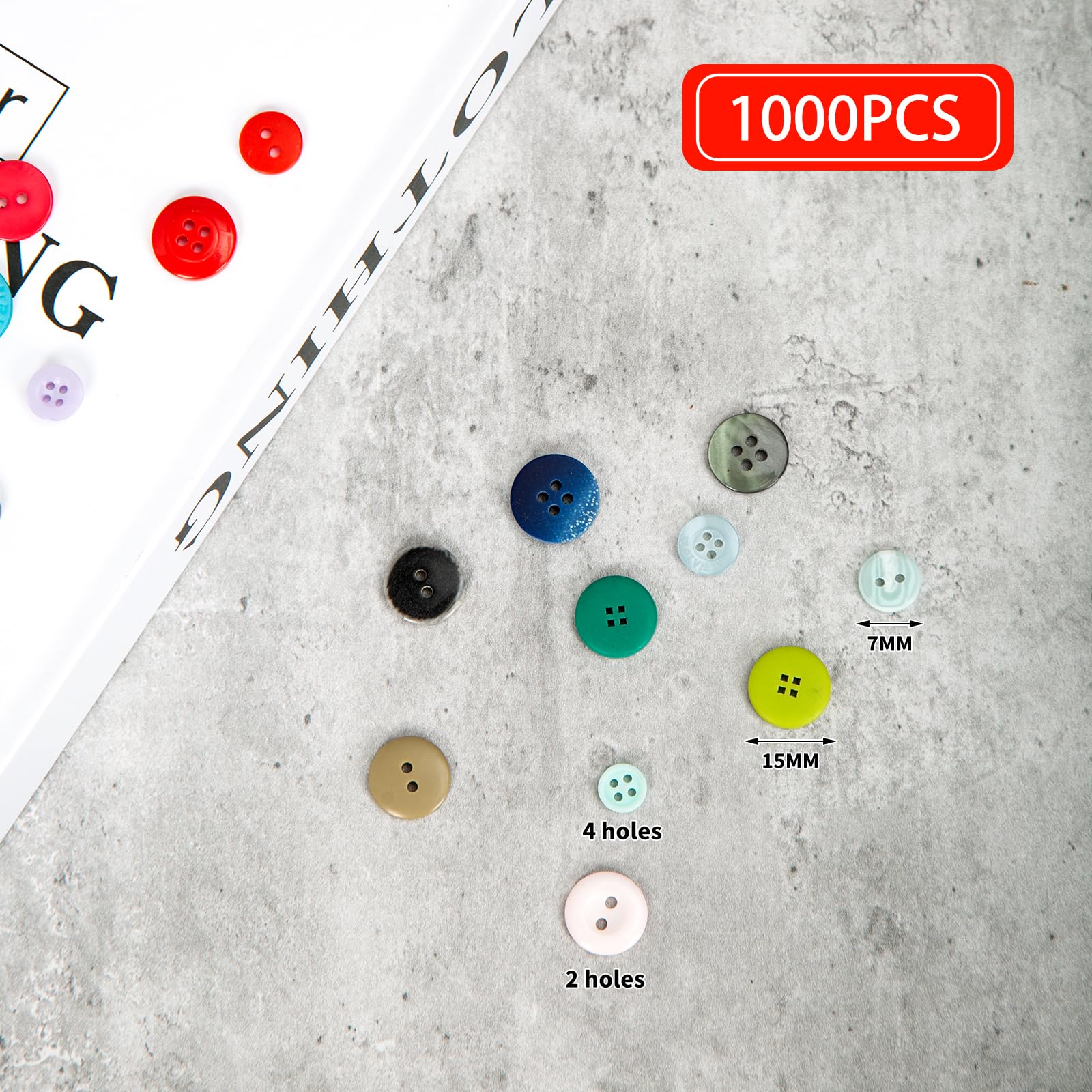 Bottoni in Resina 350 Pezzi, 10MM Forme Rotonde 10 Colori Bottoni Colorati Assortiti per Decorare per Cucito, Fai da Te