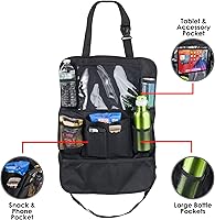 Vista 4 de Paquete de 2 organizadores de asiento trasero de automóvil, protectores de asiento trasero con soporte para tableta de pantalla táctil, organizador