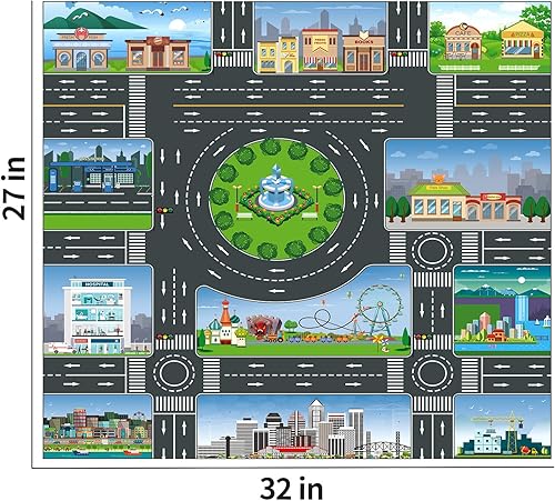 Miniatura 6 de TEMI Juego de juguetes de construcción de ingeniería fundida a presión con tapete de juego portacamiones carretilla elevadora excavadora mezcladora
