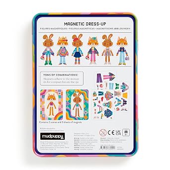 Mudpuppy - Rainbow Fashion Magnetic Tin Play Set for Kids