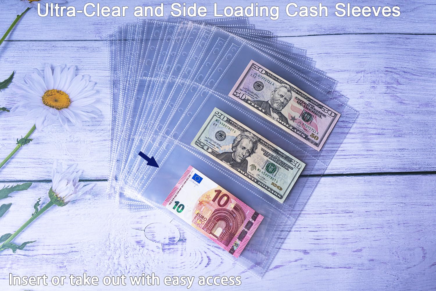 Reliure A4 3 anneaux avec 30 pages de 180 Pochettes, carnet de Collection en cuir PU, Pour Collectionner les Euros, l'argent en Papier, les Devises étrangères et les Coupons