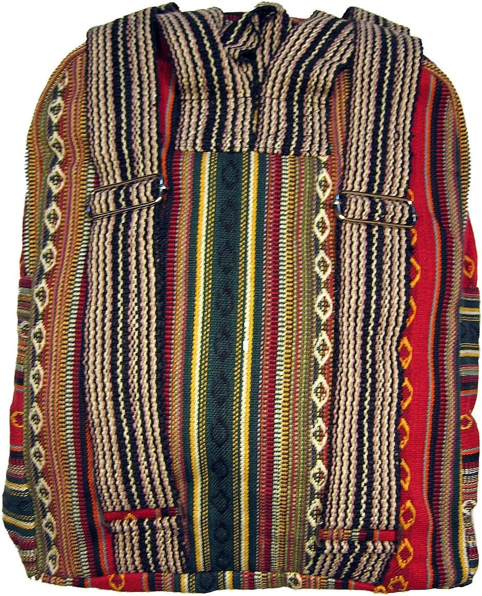 Original Collections Unisex Tribal Red Woven Cotton Ethnic Hippie Backpack or Daypack