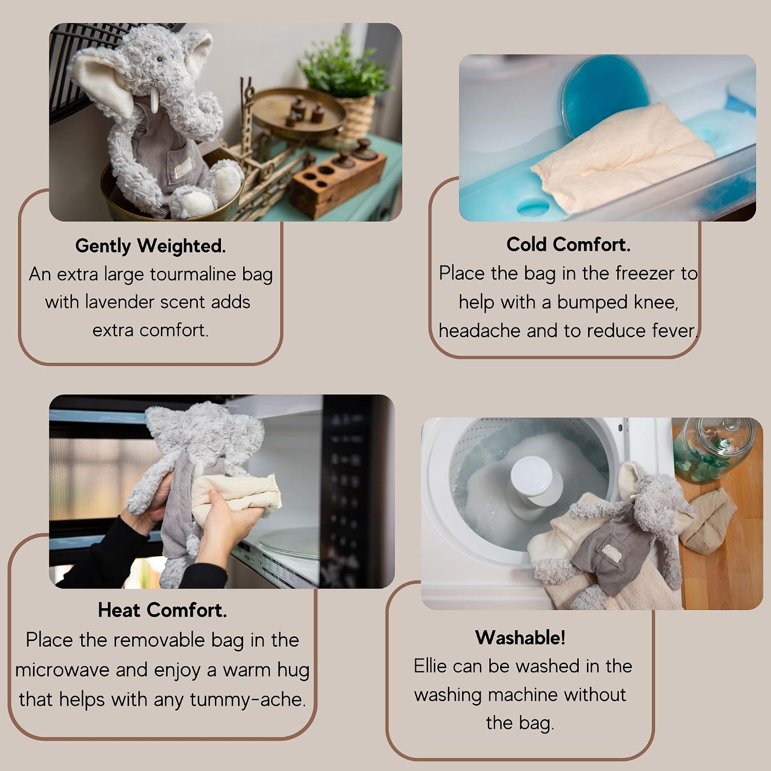 Ellie Warming Plush – Microwavable Lavender Aromatherapy Stuffed Animal – Heatable & Coolable