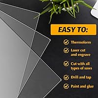 Vista 4 de 24 hojas acrílicas transparentes de 0.079 pulgadas para base de luz LED, rectángulo en blanco, tablero fundido transparente, panel de luz en blanco