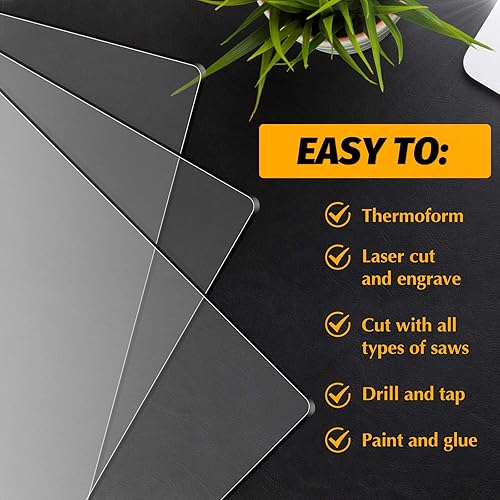 Miniatura 4 de 24 hojas acrílicas transparentes de 0.079 pulgadas para base de luz LED, rectángulo en blanco, tablero fundido transparente, panel de luz en blanco