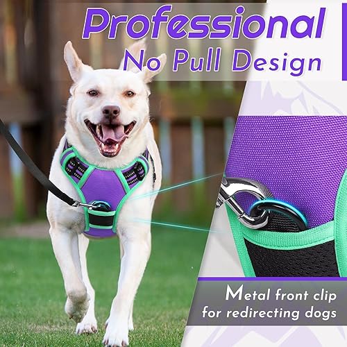 Miniatura 319 de Eagloo Arnés para perro de tamaño mediano, chaleco de servicio sin tirones con tiras reflectantes y asa de control, ajustable y cómodo para caminar