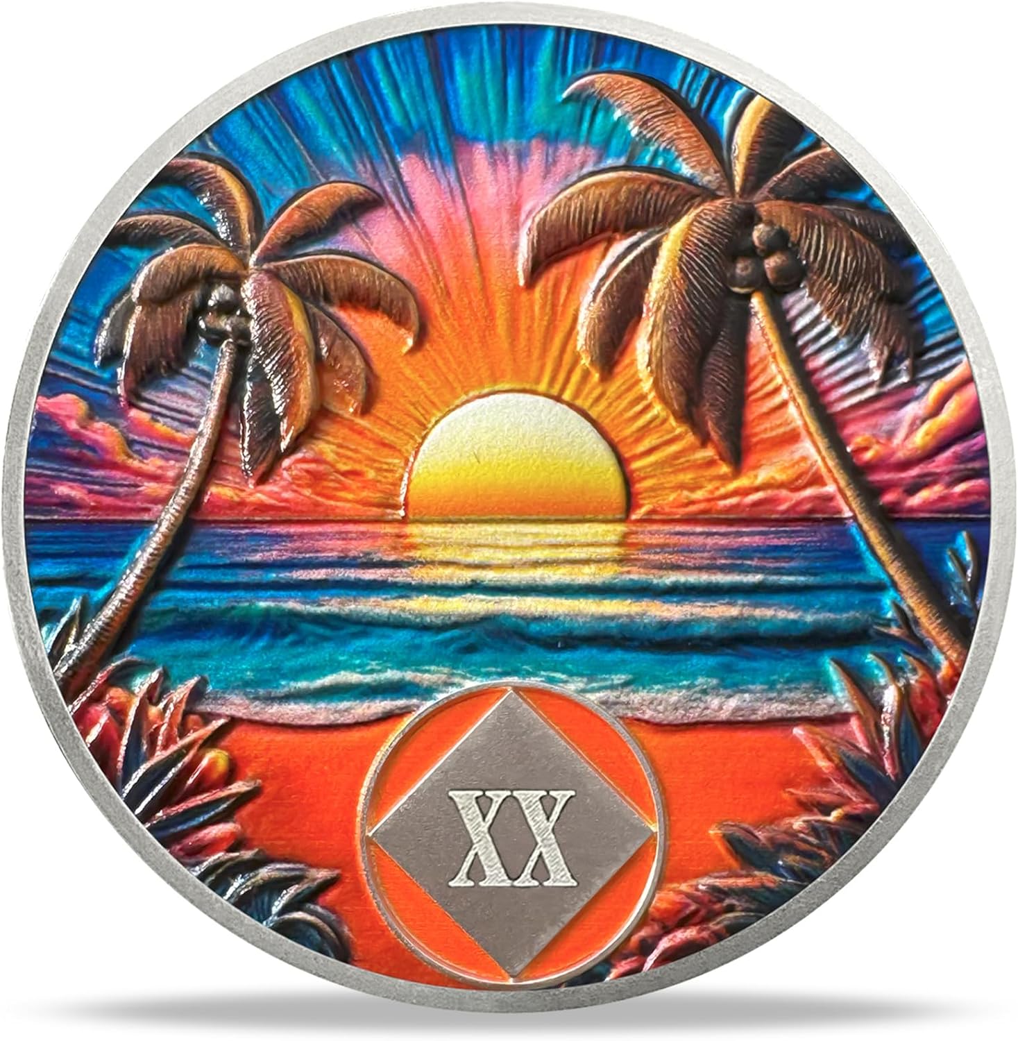 10 Year Sobriety Coin - Beach NA Medallions | Narcotics Anonymousa AA Chips and Medallions | Addiction Recovery Gifts for Celebrating Recovery Anniversary Milestones | Sobriety Gifts for Women & Men