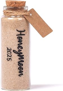 TUNGURIS Honeymoon Sand Keepsake Jar 2025，Bridal Shower, Wedding, Engagement, Honeymoon, Travel Gift for Couples, Newlywed, Fiance(Gift Box Includes) - 40ml Cylindrical Shape Glass