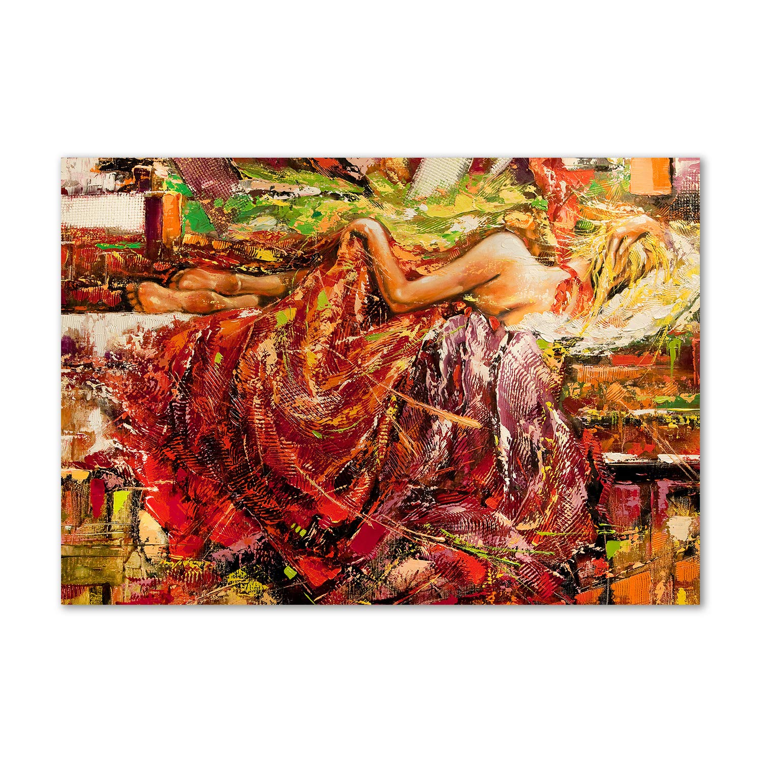 Tableau verre acrylique Rojo Mujer dormida déco murale plexiglas salon