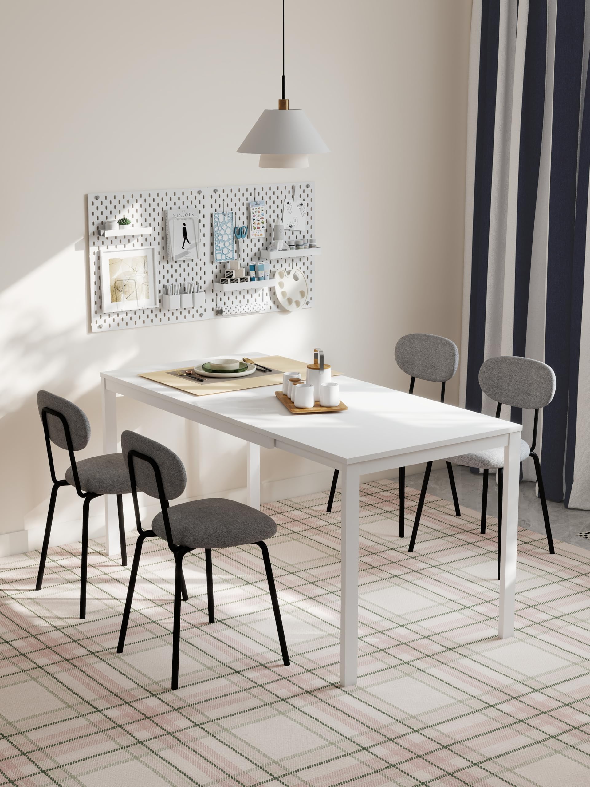 AVANTI TRENDSTORE - Adro - Tavolo da Pranzo Allungabile Moderno, Struttura in Metallo e Piano in Legno Laminato Bianco, Estensibile fino a 180 cm, 120-180 x 74 x 75 cm