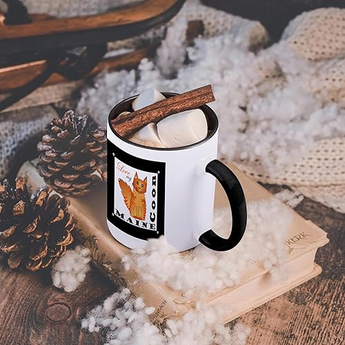 Miniatura 6 de 3dRose mug_35513_4 "Love My Maine Coon Cat - Red Tabby" - Taza negra de dos tonos, 11 onzas, multicolor