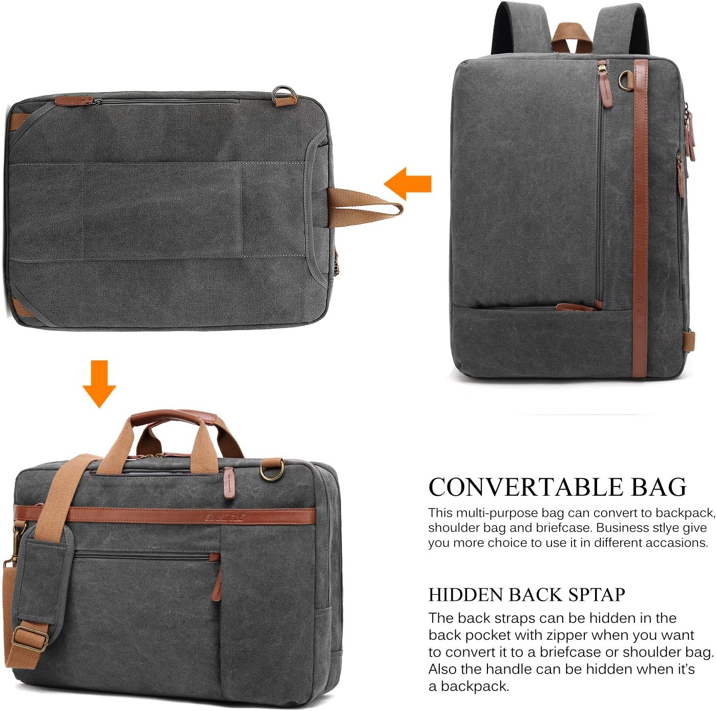 Get Special Price CoolBELL Convertible Backpack Shoulder Bag Messenger Bag Laptop Case Business Briefcase Leisure Handbag Multi-Functional Travel Rucksack Fits 17.3 Inch Laptop for Men/Women (Canvas Dark Grey) Black Friday - 50% OFF CoolBELL Convertible Backpack Shoulder Bag Messenger Bag Laptop Case Business Briefcase Leisure Handbag Multi-Functional Travel Rucksack Fits 17.3 Inch Laptop for Men/Women (Canvas Dark Grey)