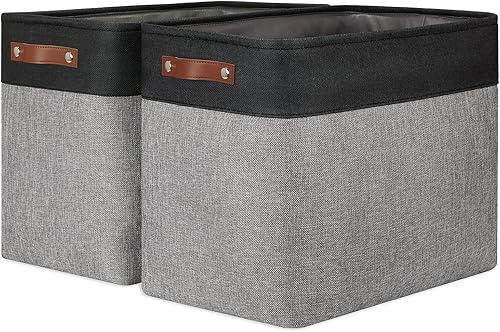 Miniatura 39 de DULLEMELO Paquete de 2 cestas de baño para inodoro, cubos de almacenamiento pequeños para organizar armarios, armarios, estantes, cestas de Asas de