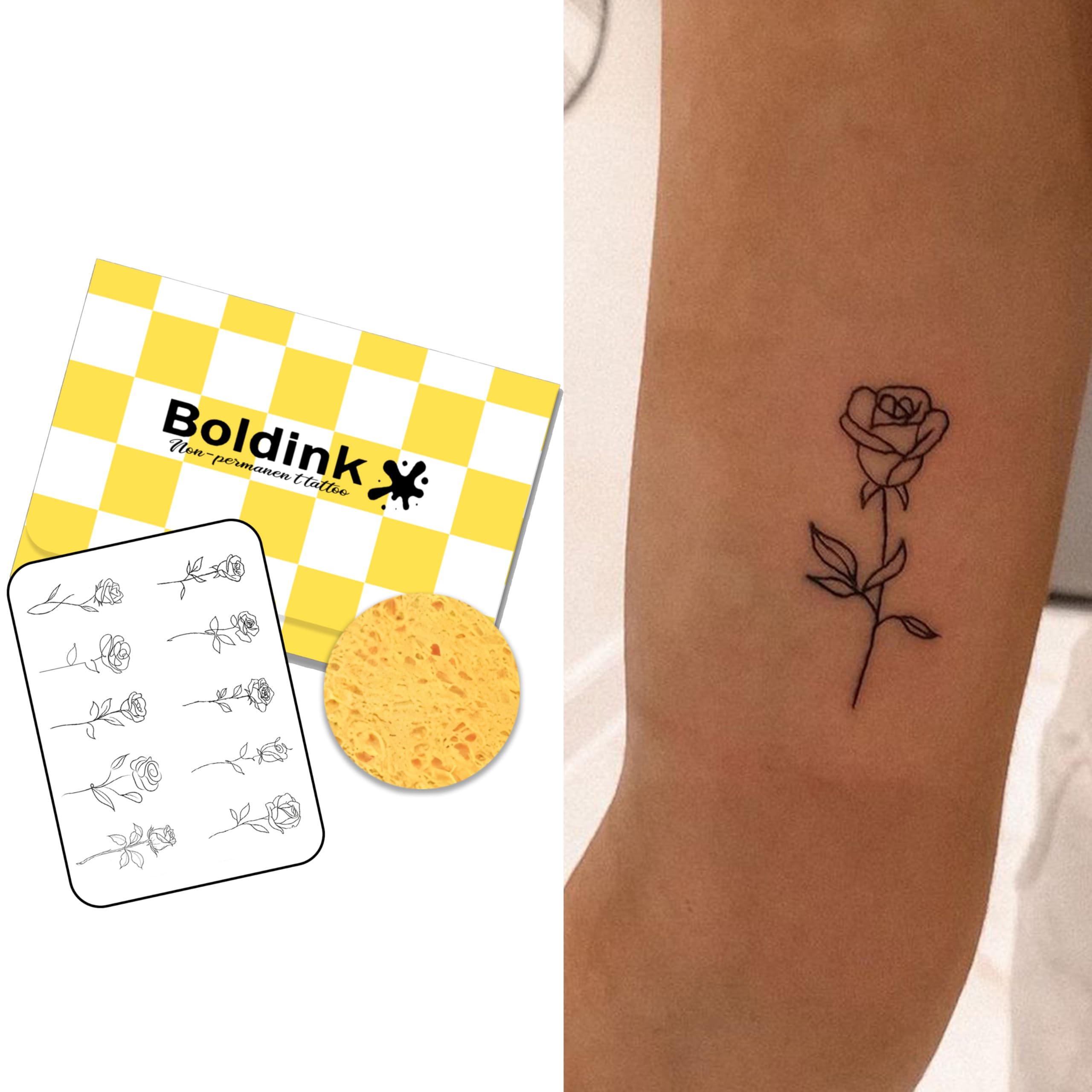 Boldink Semi-permanent Tattoos,Realistic Fake Tattoos,Last 7-15 Days,Waterproof Non-reflective Temporary Tattoo Stickers,Cruelty-free,Uniquely