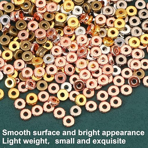 Miniatura 3 de 1500 piezas cuentas espaciadoras redondas planas de 6mm cuentas sueltas para pulsera collar pendiente suministros de manualidades DIY, 6 colores