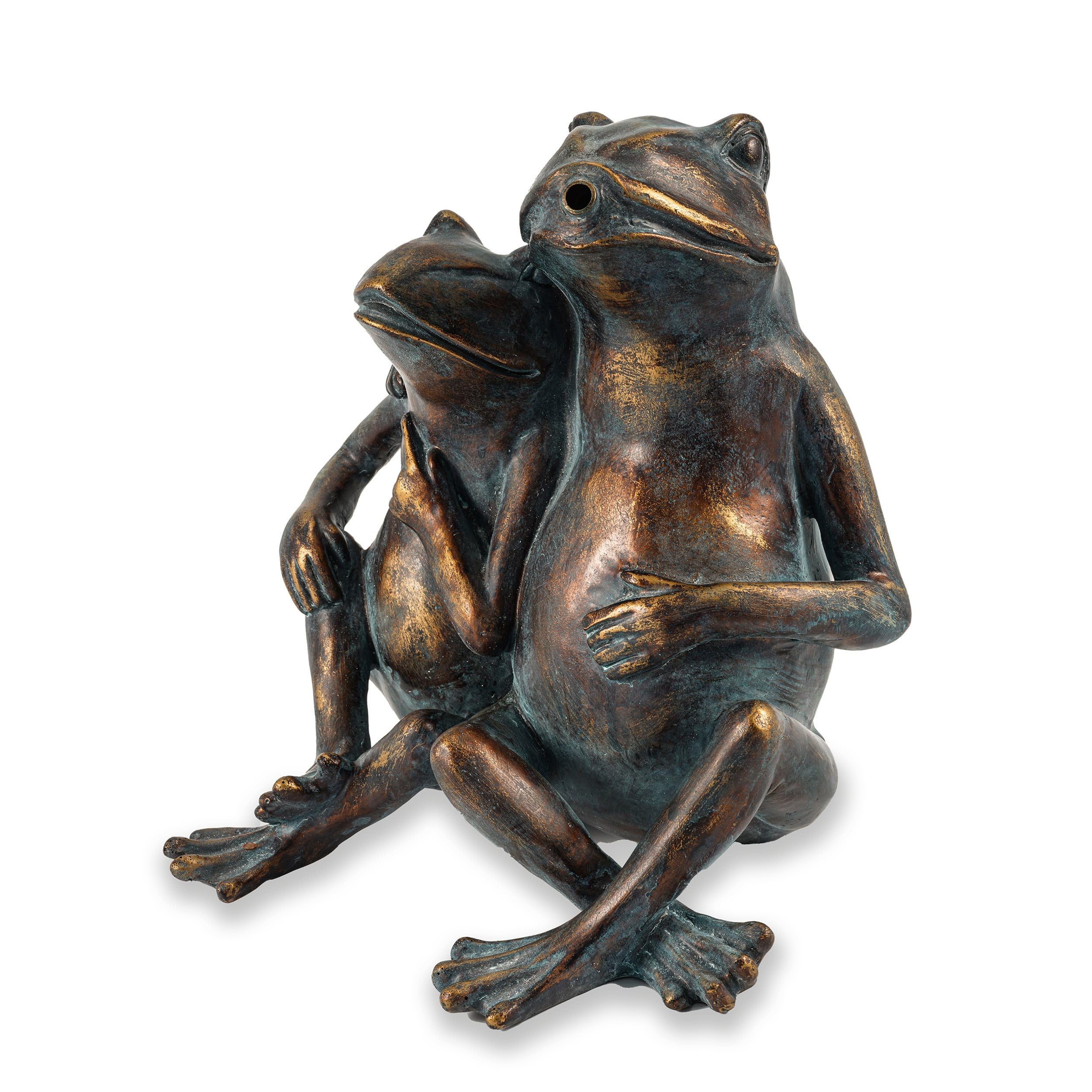 esotec Wasserspeier Froschpaar, Brunnenfigur für Teich & Garten aus Polyresin, Gartenfigur mit 1,4m Schlauch, Teichfigur für Wasserspiel, 20x15x22cm 100737