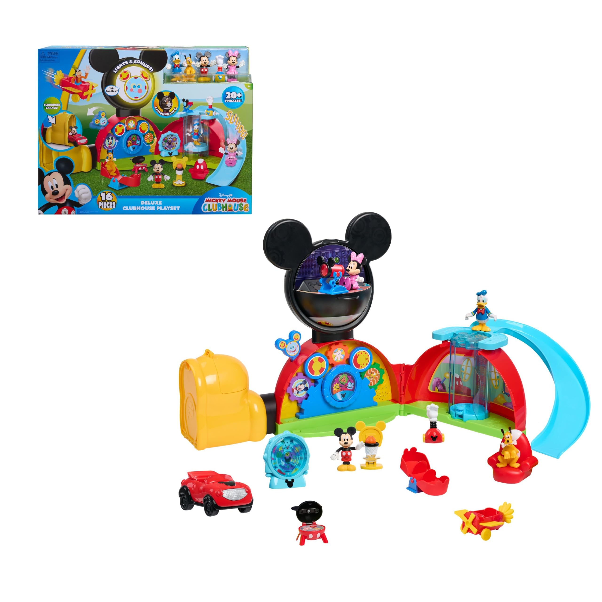 Disney Jr. Mickey Mouse Clubhouse Deluxe Playset | de 71 cm con luces y sonidos, 16 piezas, +3 años
