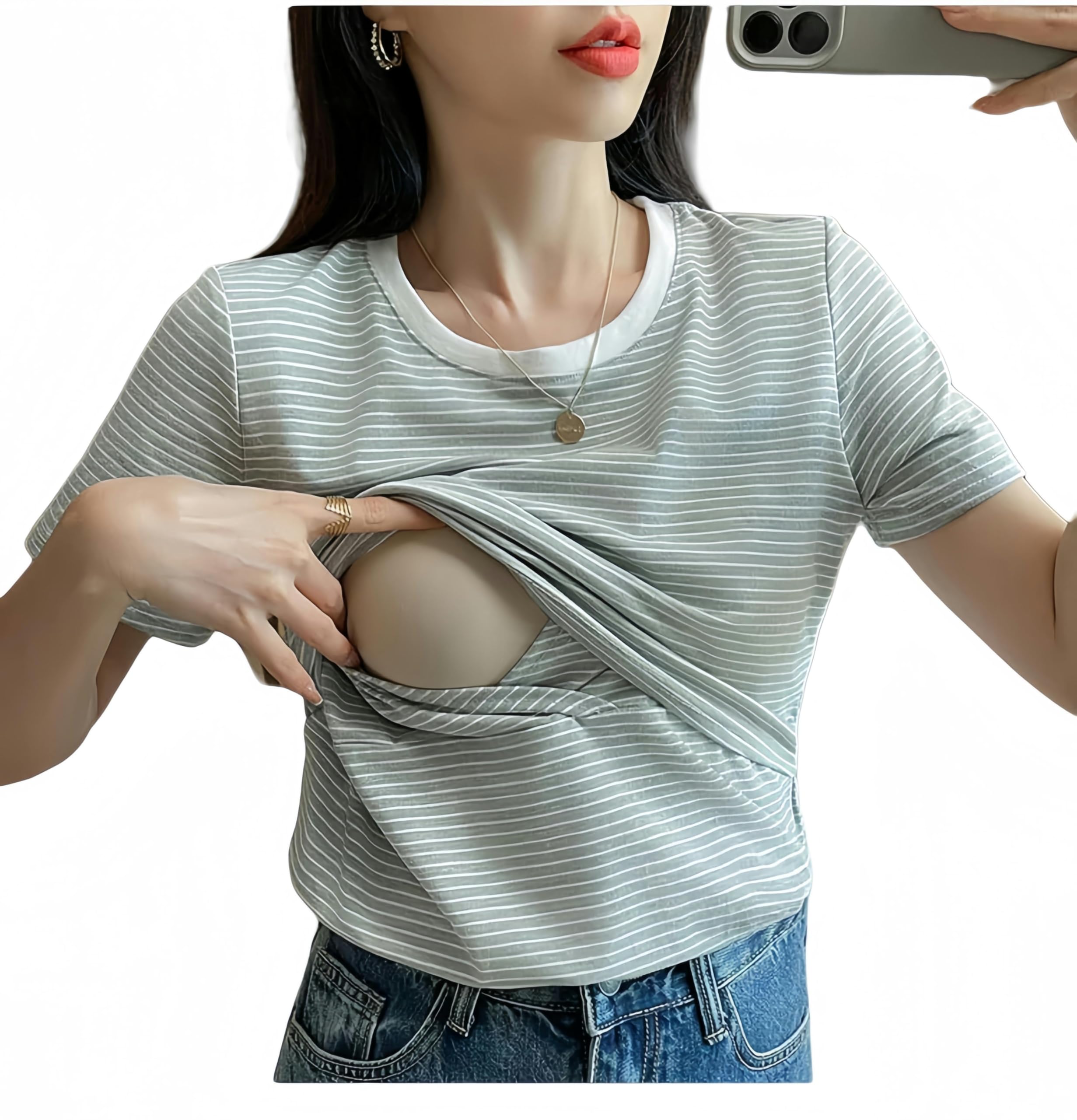 Manches Courtes d'allaitement Femme T-Shirt Allaitement T-Shirt T-T-