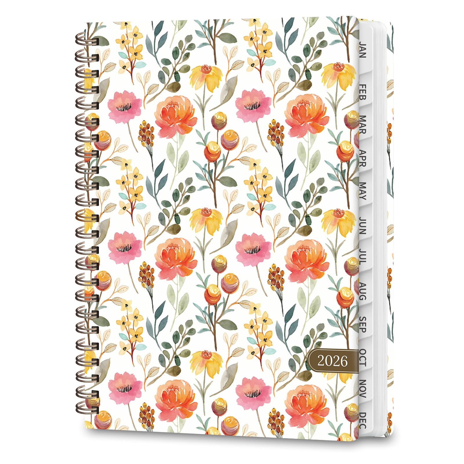 Photo 1 of 2026 Planner, Weekly and Monthly Calendar Book Planner, Agenda 2026 from January to December, Academic Planning for School, Offices Supplies, Painted Flowers