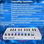 M-VAVE 25 Keys 16 Backlit Drum Pads MIDI Keyboard - Professional Beat Maker and Keytar for Keyboard Music Production Builtin Battery Wireless Connect White