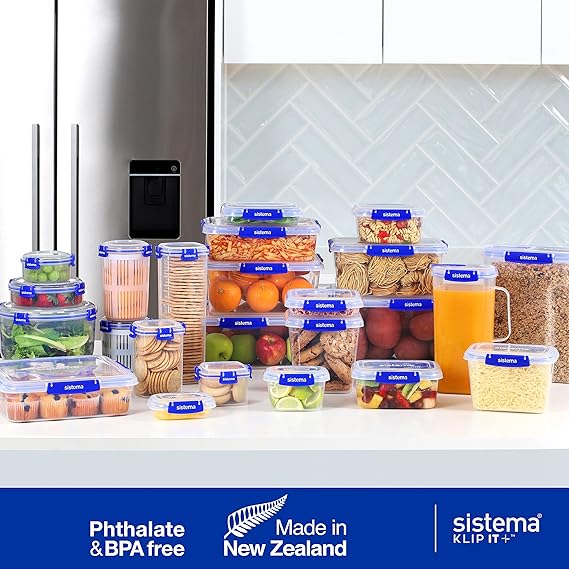 Sistema KLIP IT+ Large 7.5L Rectangle Food Storage Container, Stackable & Airtight Food Box with Lid, Dishwasher, Freezer, Microwave-Safe, BPA-Free