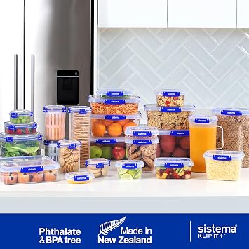 Sistema KLIP IT+ Large 7.5L Rectangle Food Storage Container, Stackable & Airtight Food Box with Lid, Dishwasher, Freezer, Microwave-Safe, BPA-Free
