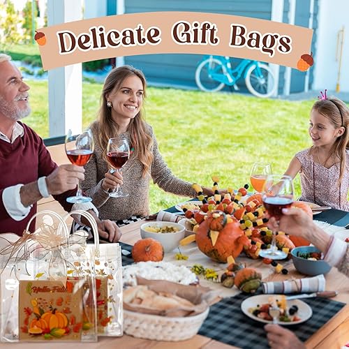 Miniatura 6 de 24 bolsas de regalo transparentes de Acción de Gracias con asas, bolsas de regalo de Acción de Gracias, bolsas de regalo de otoño, bolsas de regalo