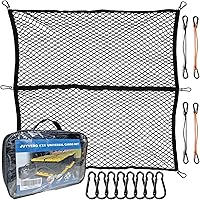 JuyVerq Truck Bed Cargo Net 4x4 Stretch to 8x8 - Highly Elastic Pickup Mesh Organizer with Carabiners & Bungees