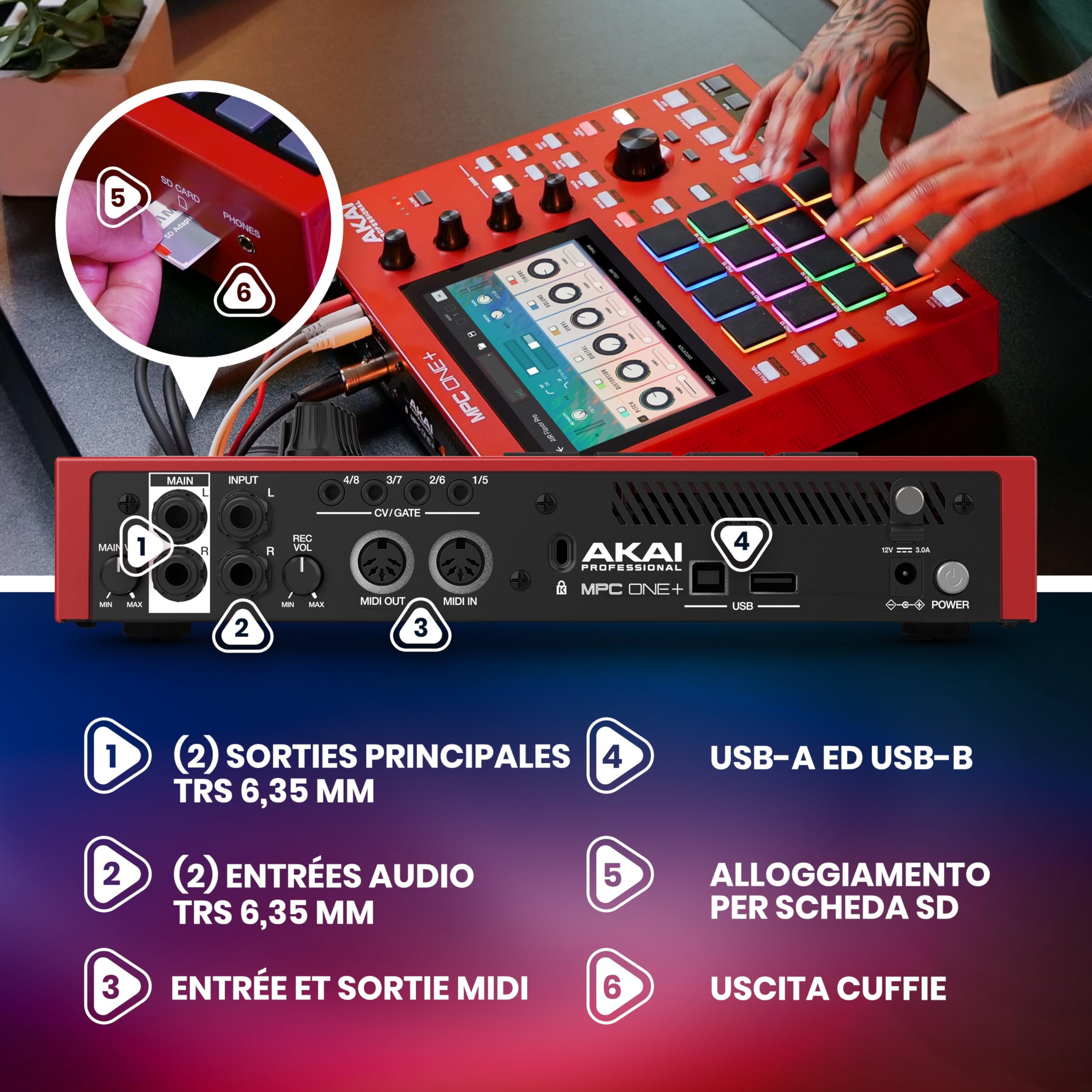 Akai Professional MPC One+ Standalone Drum Machine, Beat Maker et Contrôleur MIDI avec WiFi, Bluetooth, Pads de Batterie, Plug-ins de Synthèse, Écran Tactile et Intégration Native Instruments