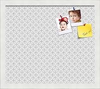 Vista 54 de PinPix Tablero de anuncios de corcho de 12 x 12 pulgadas. Este tablero decorativo enmarcado viene con diseño de círculos B W y un marco blanco