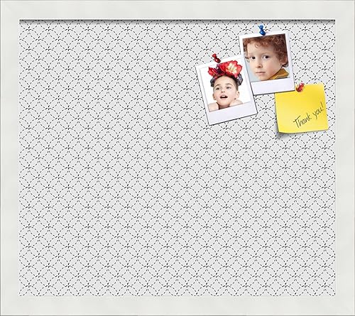 Miniatura 54 de PinPix Tablero de anuncios de corcho de 12 x 12 pulgadas. Este tablero decorativo enmarcado viene con diseño de círculos B W y un marco blanco