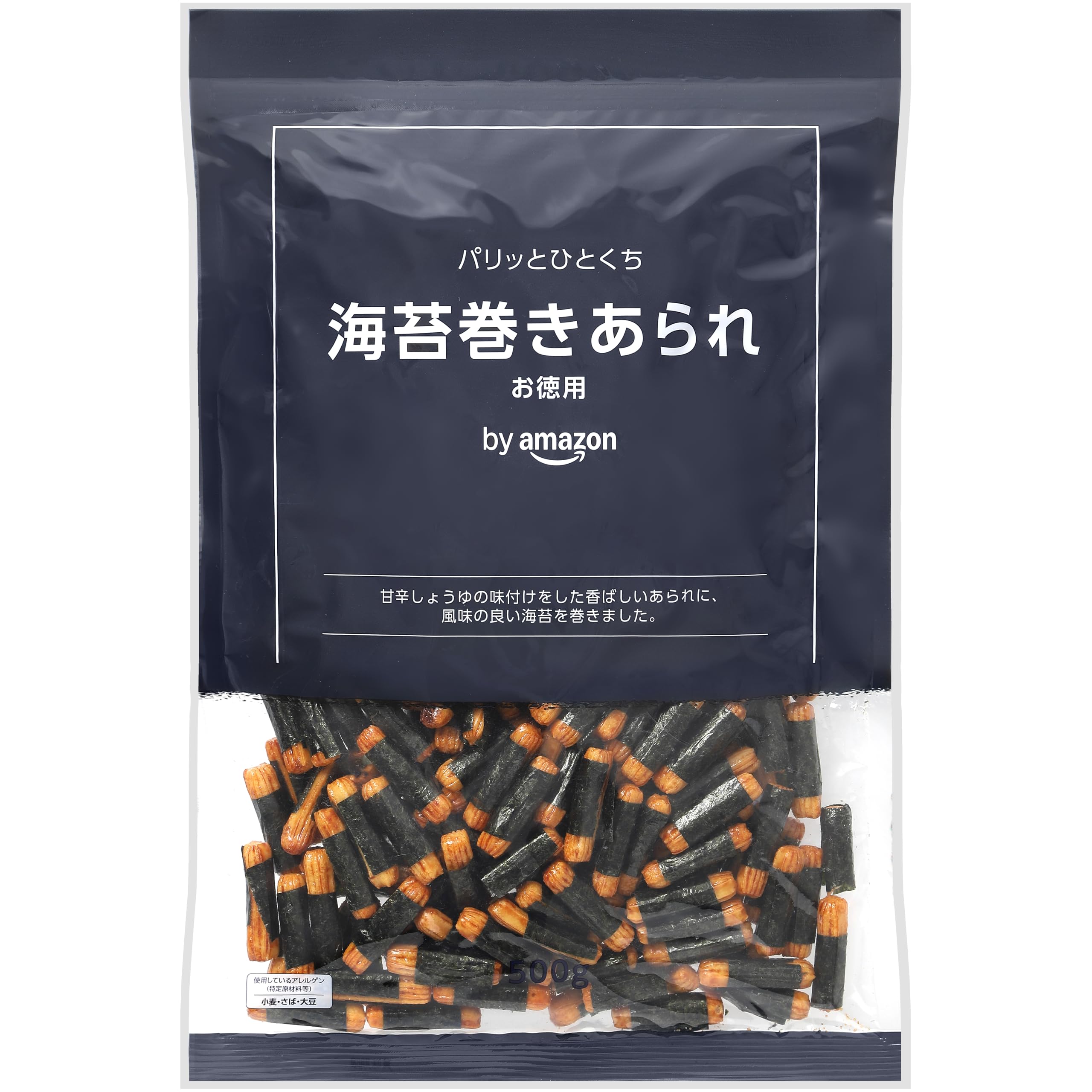 by Amazon 海苔巻きあられ 500g お徳用 大容量 チャック付き
