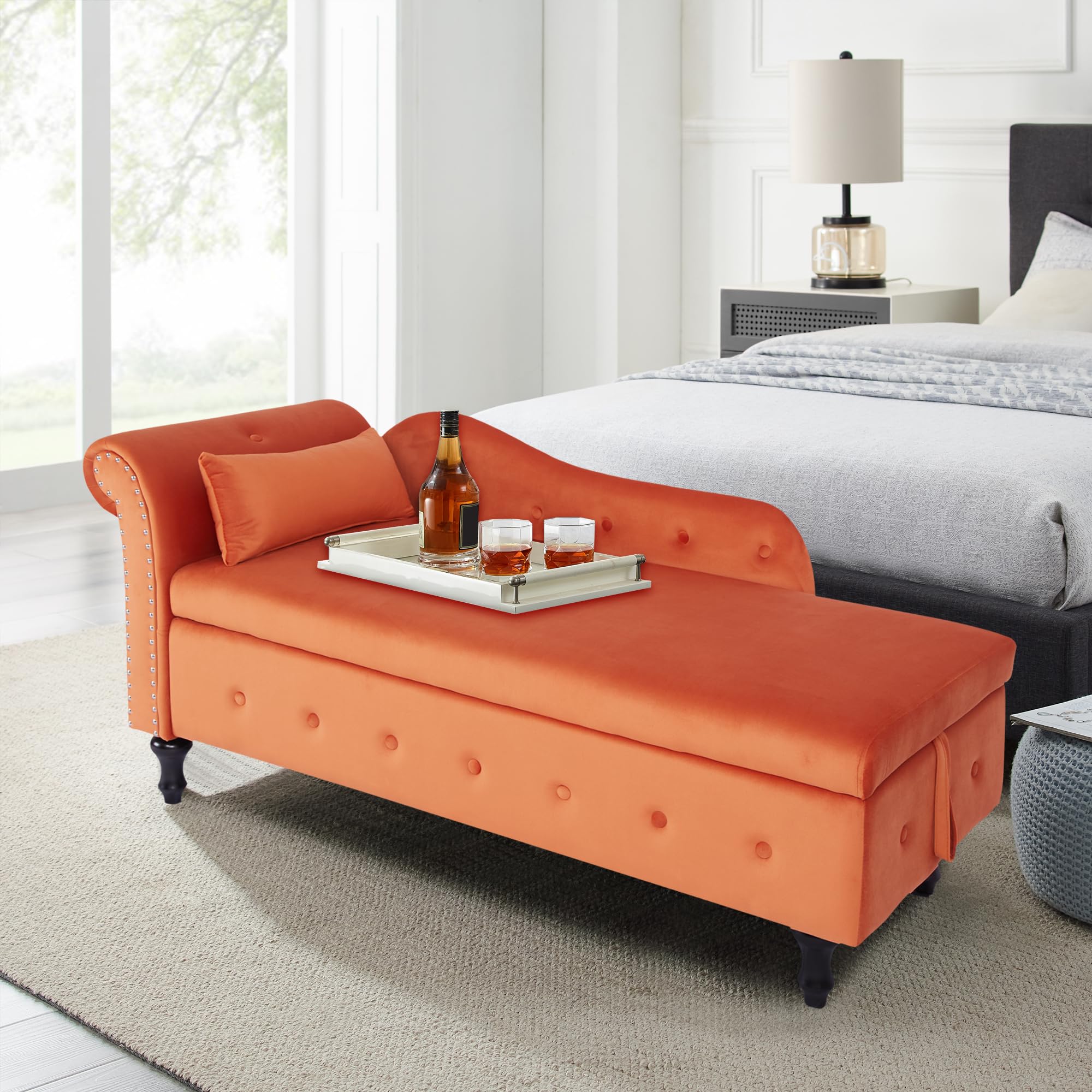 Ottoman Bench Setawix Rolled Arm Bed With Back For Bedroom,Small