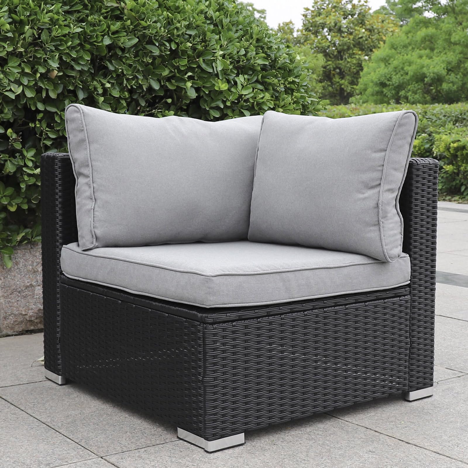 Gartenmöbel Lounge Set| 3-7 Personen viele Modelle| inkl. extra Dicke Kissen | Outdoor Loungemöbel Sitzgruppe Essgruppe Garnitur | klassisch Schwarz (Mallorca)