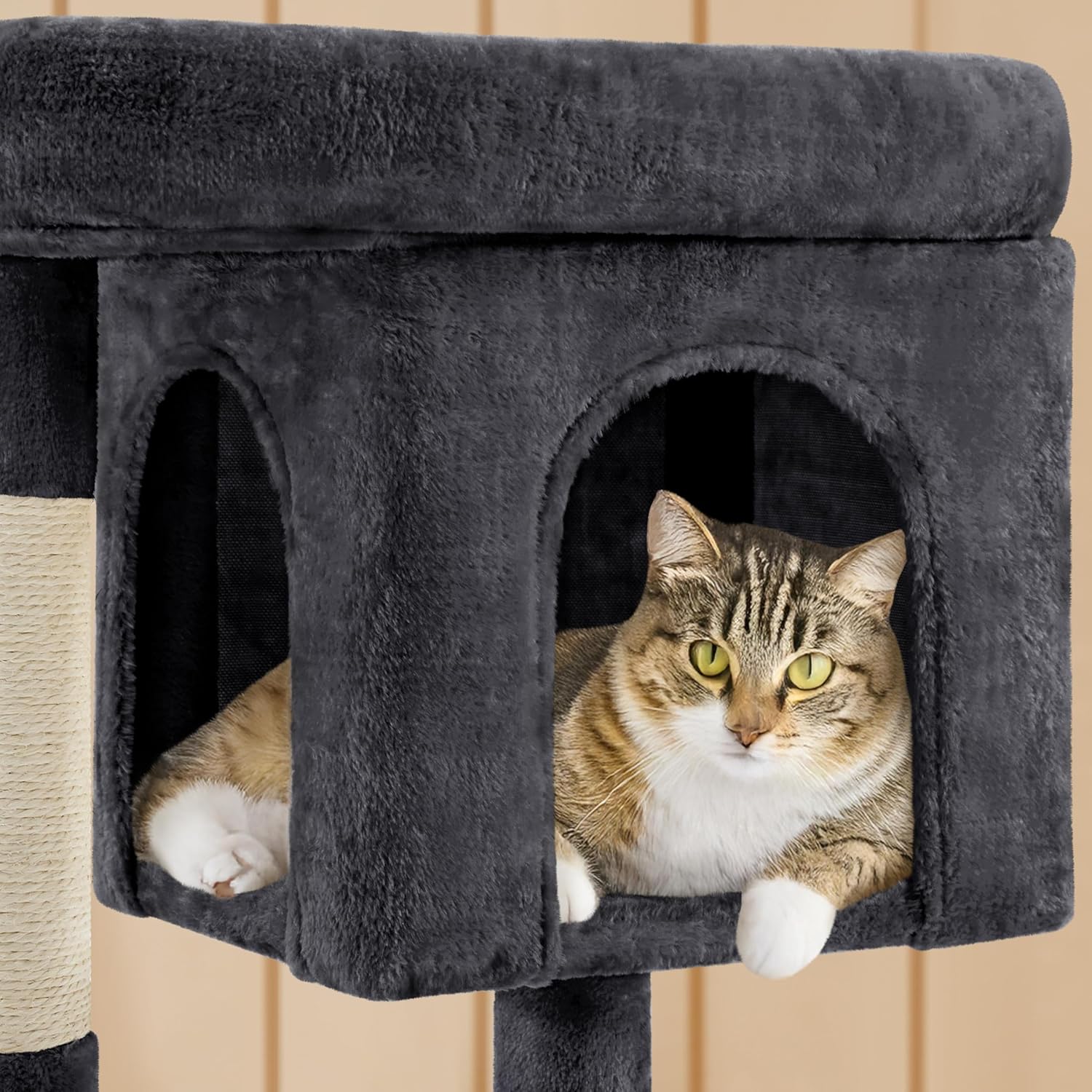 Yaheetech 33.5in Cat Tree, Small Kittens Tower w/Large Perch&2 Cozy Condos, Sisal Scratching Posts for Indoor Kittens/Cat, Stable Pet Activity Center Furniture, Black