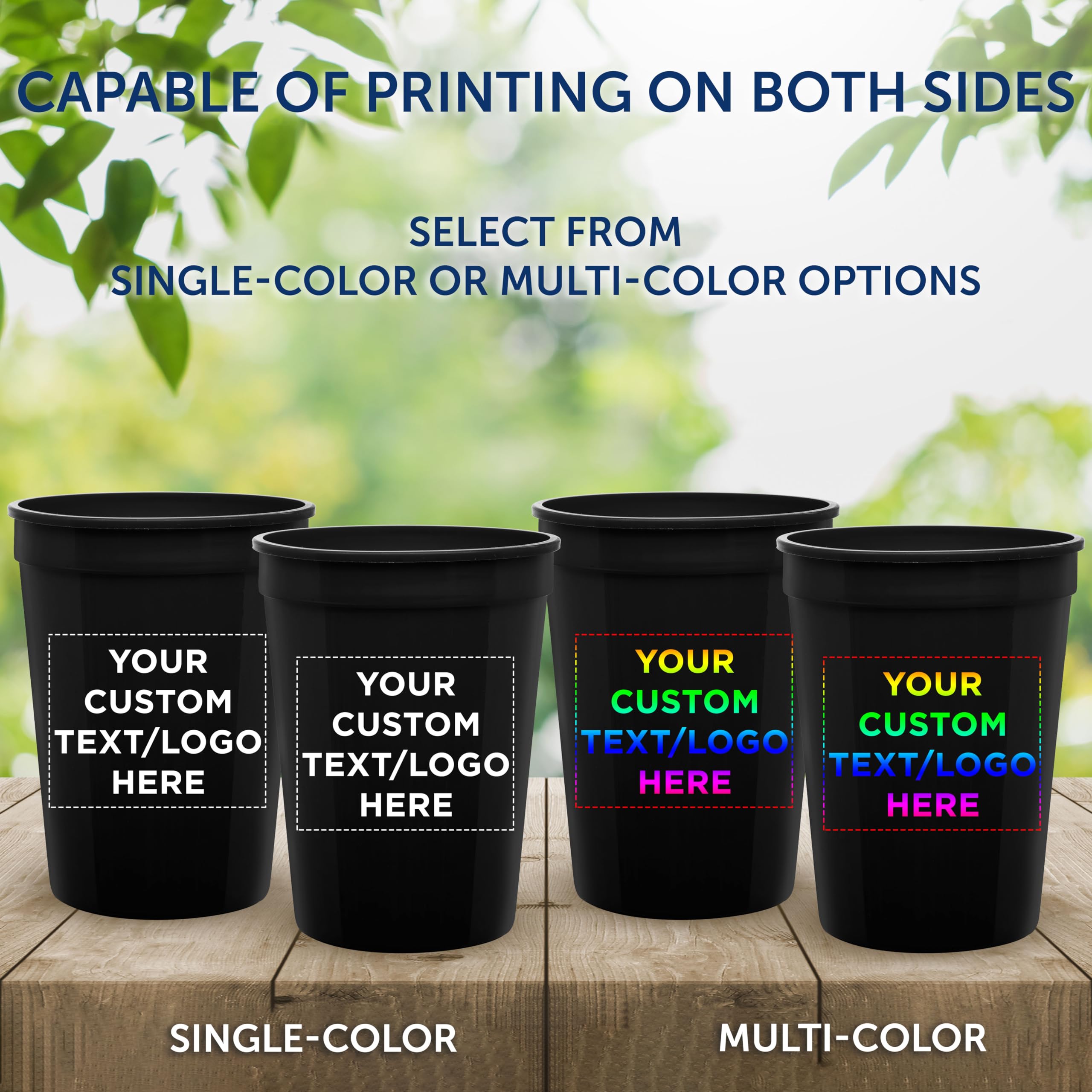 Amazon.com: DISCOUNT PROMOS Personalized Plastic Cups + 12 oz Size + Disposable  Party Design + Bulk Set (10, 50 or 100) Ideal for Weddings, Birthdays,  Picnics & Beach Parties - Black : Sports & Outdoors