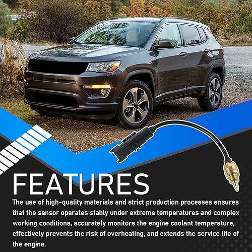 Miniatura 4 de Sensor de temperatura del refrigerante de aceite del motor compatible con Jeep Cherokee Compass Renegade Ram ProMaster City Chrysler 200 Fiat