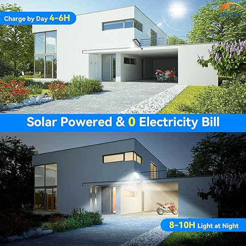 Miniatura 4 de Deepn Luces solares para exteriores, IP66 impermeables para exteriores, 6500 K del anochecer al amanecer, luces de inundación de seguridad solar con