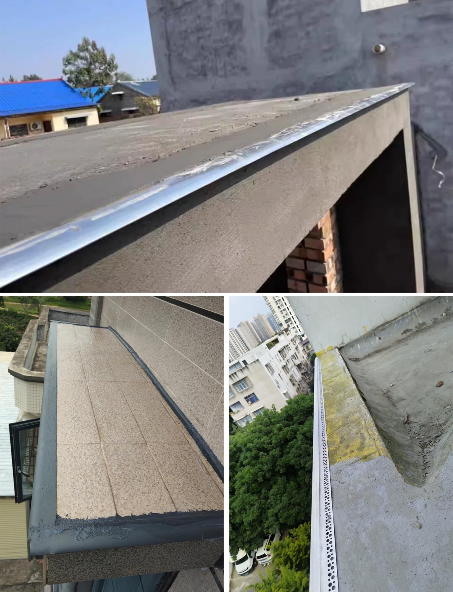 Aluminiowy koralik kroplowy odlewany z aluminium | Aluminiowa listwa okapnikowa do parapetów okapowych Tynk krawędziowy: Rozdzielacz 1/2/3/5 szt.(30 Mm Curved/L-100 Cm,2)