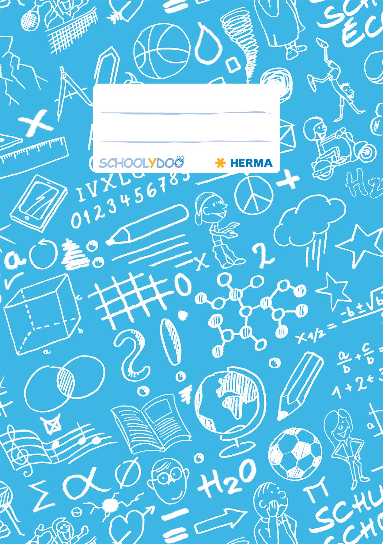 HERMA 19421 Notebook Covers DIN A5 Schoolydoo, Book Covers with Labelling Label, Made of Durable and Wipe-Clean Polypropylene Film, Set of 10 Exercise Books for School Books Light Blue