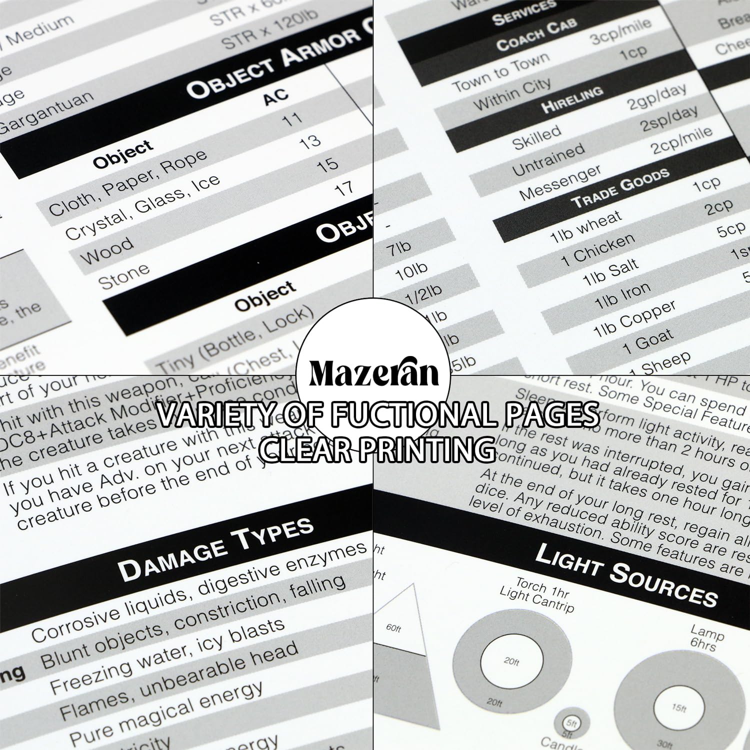 Mazeran DM Screen for DnD 5th - Dungeon Master Guide - D & D Game Master Shield Tool - Accessoire for Table RPG Campagnes Supplies - Support papier jetable (PACK DE 3)